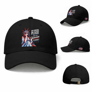 Patriotic Lady Liberty Feminist Graphic Baseball Cap Can Someone Please Just Put A Woman In Charge Funny Feminism