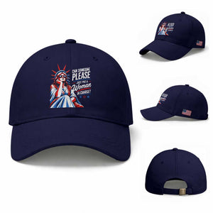 Patriotic Lady Liberty Feminist Graphic Baseball Cap Can Someone Please Just Put A Woman In Charge Funny Feminism