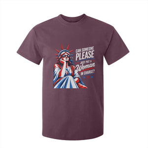Patriotic Lady Liberty Feminist Graphic T Shirt For Kid Can Someone Please Just Put A Woman In Charge Funny Feminism