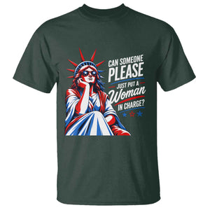 Patriotic Lady Liberty Feminist Graphic T Shirt Can Someone Please Just Put A Woman In Charge Funny Feminism