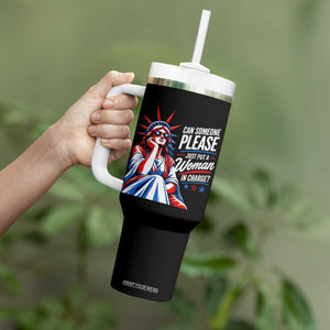 Patriotic Lady Liberty Feminist Graphic Tumbler With Handle Can Someone Please Just Put A Woman In Charge Funny Feminism
