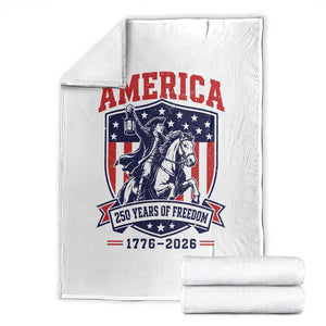250 Years of Freedom Paul Revere Midnight Ride Throw Blanket Patriotic Historical Revolution American Flag Shield