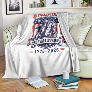 250 Years of Freedom Paul Revere Midnight Ride Throw Blanket Patriotic Historical Revolution American Flag Shield