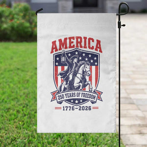 250 Years of Freedom Paul Revere Midnight Ride Garden Flag Patriotic Historical Revolution American Flag Shield
