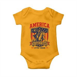 250 Years of Freedom Paul Revere Midnight Ride Baby Onesie Patriotic Historical Revolution American Flag Shield