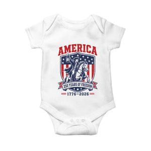 250 Years of Freedom Paul Revere Midnight Ride Baby Onesie Patriotic Historical Revolution American Flag Shield