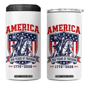 250 Years of Freedom Paul Revere Midnight Ride 4 in 1 Can Cooler Tumbler Patriotic Historical Revolution American Flag Shield TS02 One Size: 16 oz White Print Your Wear