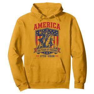 250 Years of Freedom Paul Revere Midnight Ride Hoodie Patriotic Historical Revolution American Flag Shield