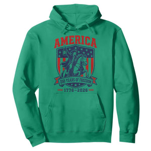 250 Years of Freedom Paul Revere Midnight Ride Hoodie Patriotic Historical Revolution American Flag Shield