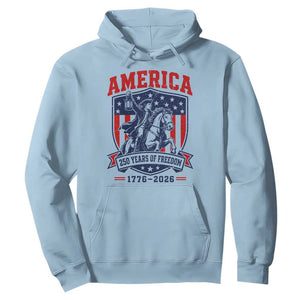 250 Years of Freedom Paul Revere Midnight Ride Hoodie Patriotic Historical Revolution American Flag Shield