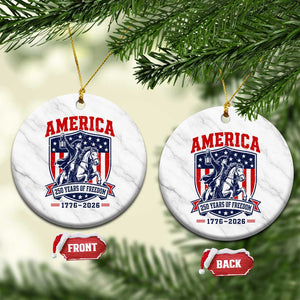 250 Years of Freedom Paul Revere Midnight Ride Ceramic Ornament Patriotic Historical Revolution American Flag Shield