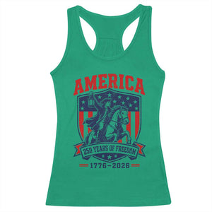 250 Years of Freedom Paul Revere Midnight Ride Racerback Tank Top Patriotic Historical Revolution American Flag Shield