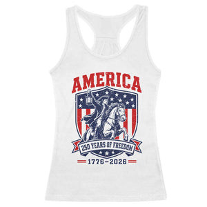 250 Years of Freedom Paul Revere Midnight Ride Racerback Tank Top Patriotic Historical Revolution American Flag Shield
