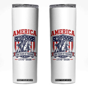 250 Years of Freedom Paul Revere Midnight Ride Skinny Tumbler Patriotic Historical Revolution American Flag Shield TS02 White Print Your Wear