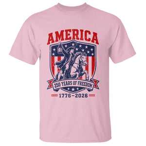 250 Years of Freedom Paul Revere Midnight Ride T Shirt Patriotic Historical Revolution American Flag Shield