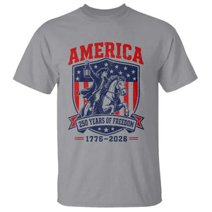 250 Years of Freedom Paul Revere Midnight Ride T Shirt Patriotic Historical Revolution American Flag Shield