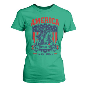 250 Years of Freedom Paul Revere Midnight Ride T Shirt For Women Patriotic Historical Revolution American Flag Shield