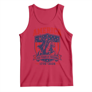 250 Years of Freedom Paul Revere Midnight Ride Tank Top Patriotic Historical Revolution American Flag Shield