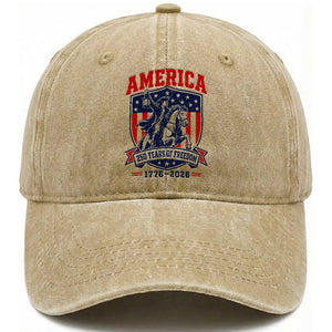 250 Years of Freedom Paul Revere Midnight Ride Washed Cotton Baseball Cap Patriotic Historical Revolution American Flag Shield