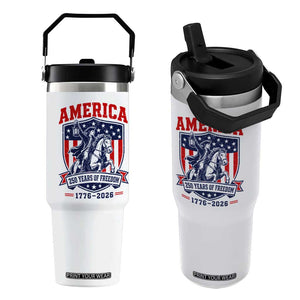 250 Years of Freedom Paul Revere Midnight Ride Flip Straw Tumbler Patriotic Historical Revolution American Flag Shield TS02 One Size: 30 oz White Print Your Wear