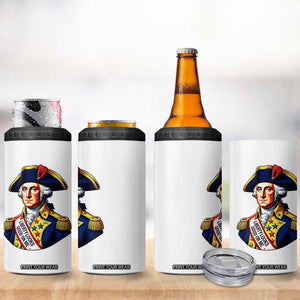 George Washington Patriotic History Graphic 4 in 1 Can Cooler Tumbler Liberty Looks Good On Me 4th of July Founding Father Humor