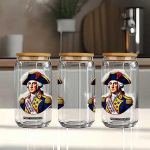 George Washington Patriotic History Graphic Glass Can Liberty Looks Good On Me 4th of July Founding Father Humor