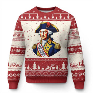 George Washington Patriotic History Graphic Ugly Christmas Sweater Liberty Looks Good On Me 4th of July Founding Father Humor