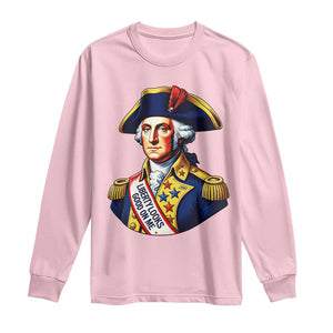 George Washington Patriotic History Graphic Long Sleeve Shirt Liberty Looks Good On Me 4th of July Founding Father Humor