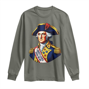 George Washington Patriotic History Graphic Long Sleeve Shirt Liberty Looks Good On Me 4th of July Founding Father Humor