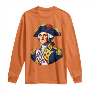 George Washington Patriotic History Graphic Long Sleeve Shirt Liberty Looks Good On Me 4th of July Founding Father Humor