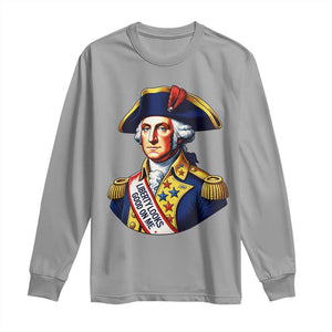 George Washington Patriotic History Graphic Long Sleeve Shirt Liberty Looks Good On Me 4th of July Founding Father Humor