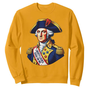 George Washington Patriotic History Graphic Sweatshirt Liberty Looks Good On Me 4th of July Founding Father Humor