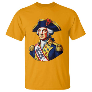 George Washington Patriotic History Graphic T Shirt Liberty Looks Good On Me 4th of July Founding Father Humor