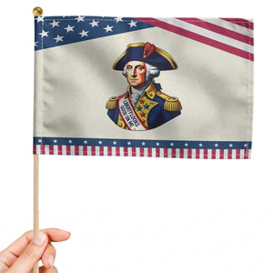 George Washington History Graphic Patriotic Handheld Flag Liberty Looks Good On Me 4th of July Founding Father Humor