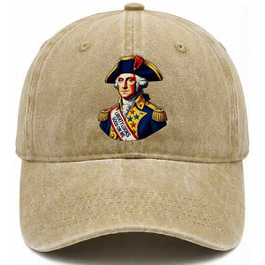 George Washington Patriotic History Graphic Washed Cotton Baseball Cap Liberty Looks Good On Me 4th of July Founding Father Humor