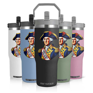 George Washington Patriotic History Graphic Flip Straw Tumbler Liberty Looks Good On Me 4th of July Founding Father Humor TS02 Print Your Wear