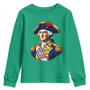 George Washington Patriotic History Graphic Youth Sweatshirt Liberty Looks Good On Me 4th of July Founding Father Humor