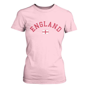 Vintage England Flag Pride T Shirt For Women Patriotic St Georges Cross Heritage