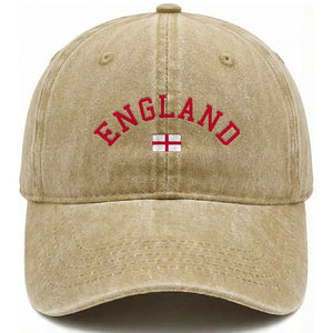 Vintage England Flag Pride Washed Cotton Baseball Cap Patriotic St Georges Cross Heritage