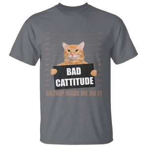Funny Cat Mugshot T Shirt Bad Cattitude Catnip Made Me Do It TS02 Charcoal Printyourwear