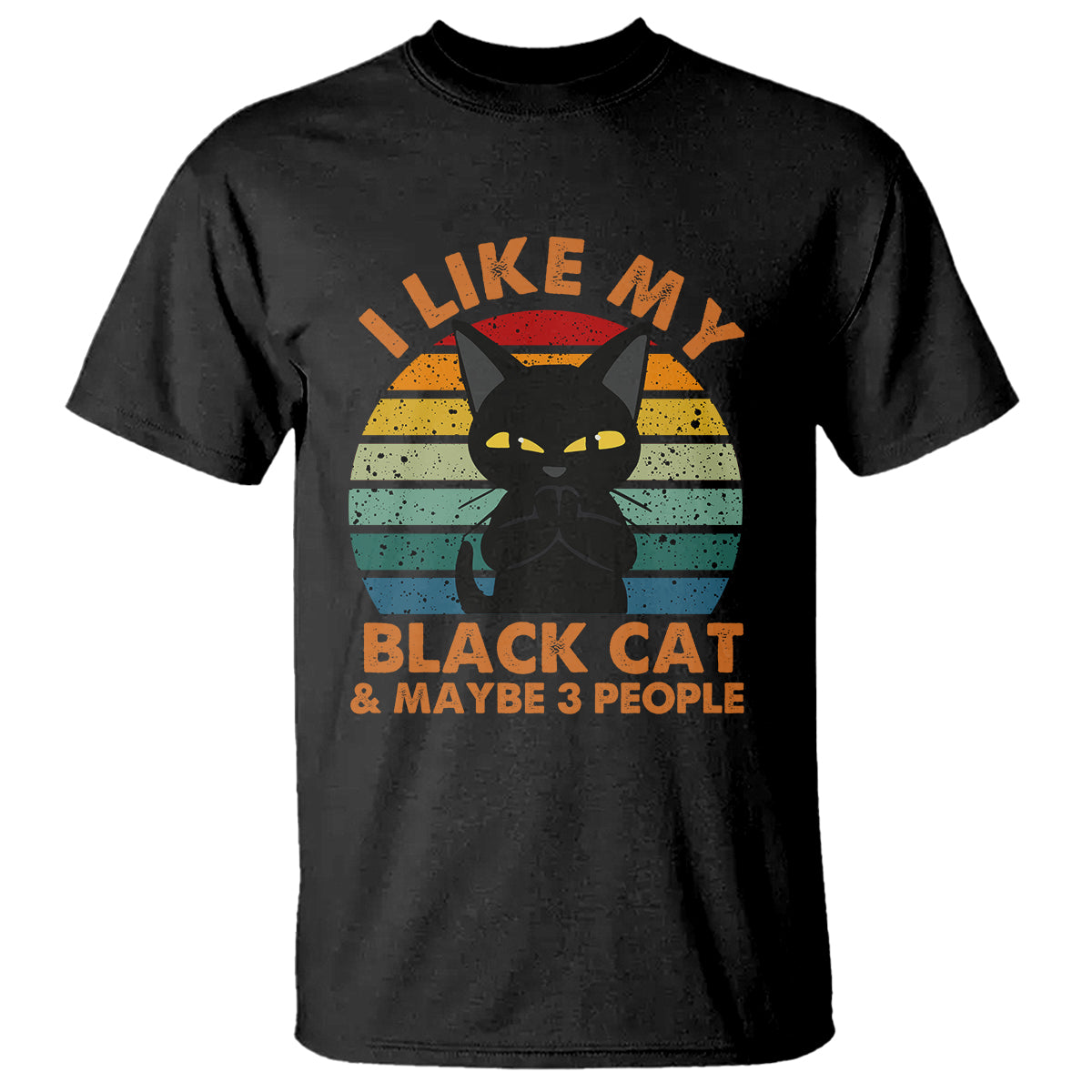 Cat Lover T Shirt I Like My Black Cat & Maybe 3 People TS02 Black Printyourwear
