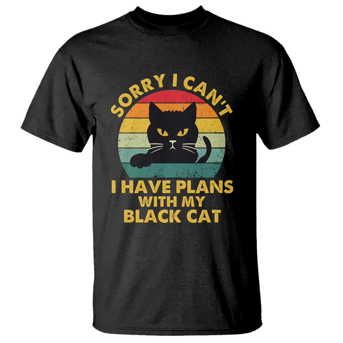 Cat Lover T Shirt Sorry I Can't I Have Plans With My Black Cat TS02 Black Printyourwear