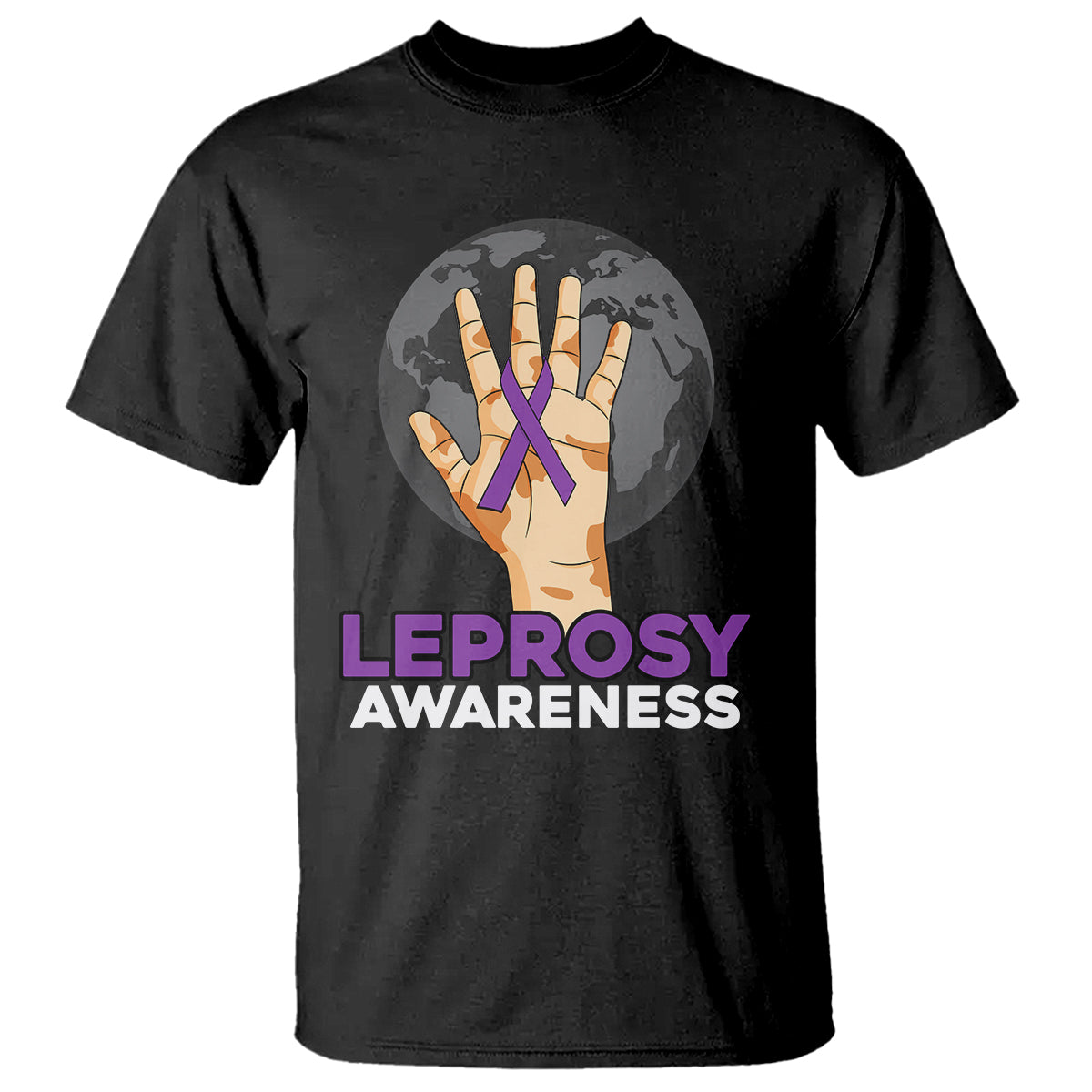 Leprosy Awareness T Shirt TS02 Black Printyourwear