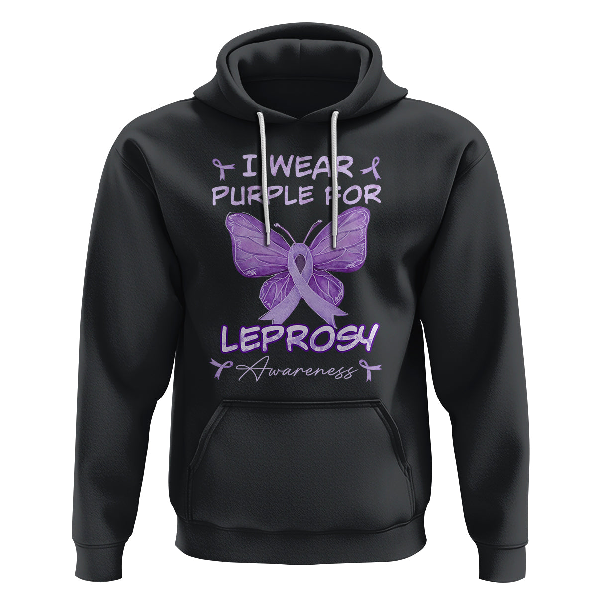 Leprosy Awareness Hoodie I Wear Purple For Leprosy Awareness TS02 Black Printyourwear
