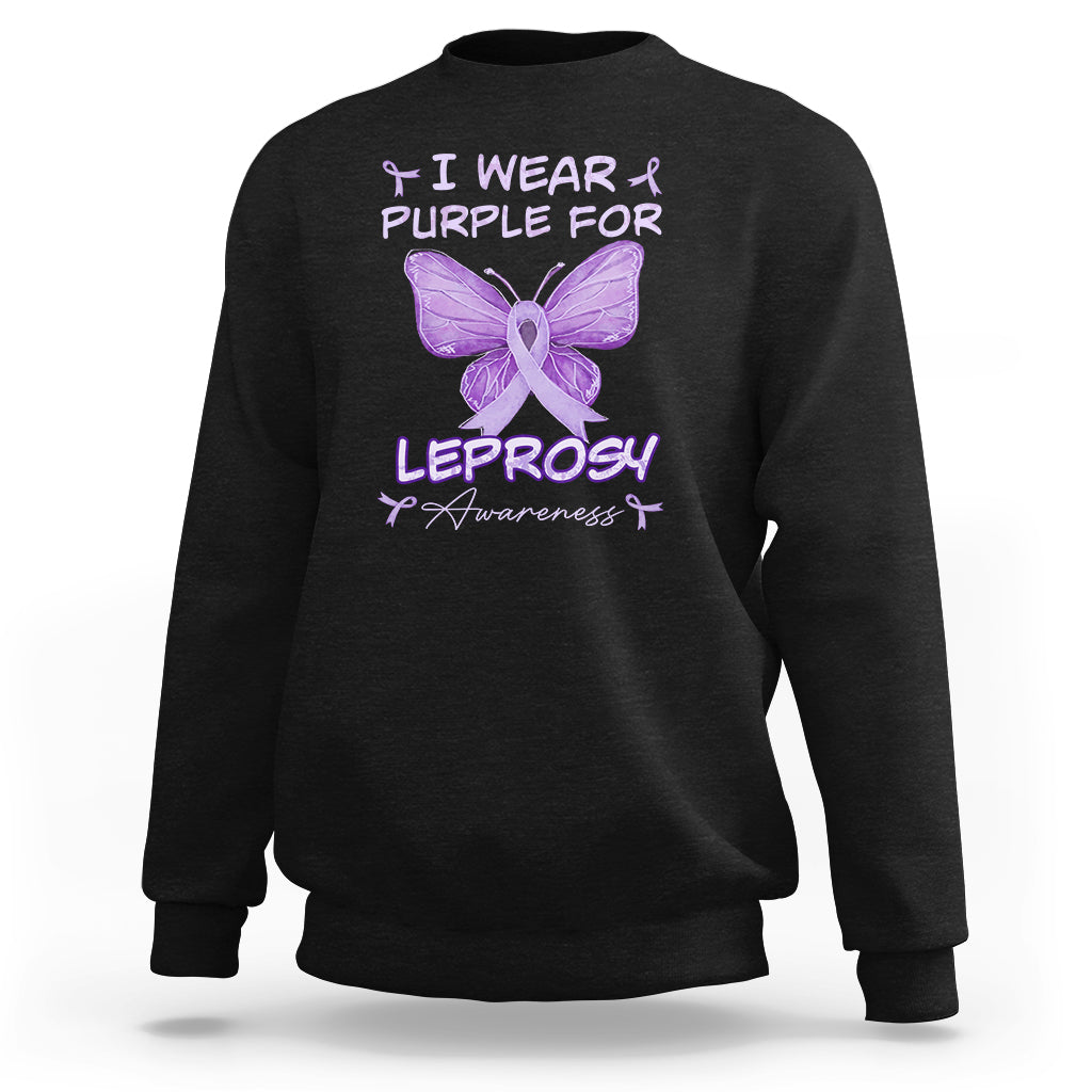 Leprosy Awareness Sweatshirt I Wear Purple For Leprosy Awareness TS02 Black Printyourwear