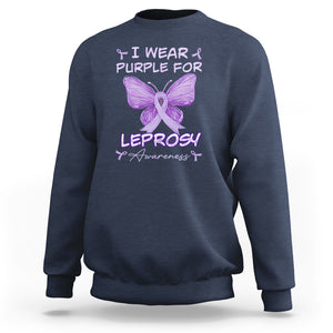 Leprosy Awareness Sweatshirt I Wear Purple For Leprosy Awareness TS02 Navy Printyourwear