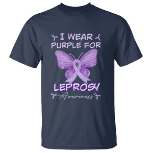 Leprosy Awareness T Shirt I Wear Purple For Leprosy Awareness TS02 Navy Printyourwear