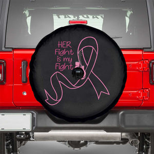 Breast Cancer Awareness Spare Tire Cover Her Fight Is My Fight Pink Ribbon Boxing Gloves TS02 Black Print Your Wear