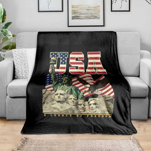 USA Legacy of Freedom Throw Blanket Patriotic Statue of Liberty Bald Eagle Mount Rushmore Graphic TS02 Print Your Wear