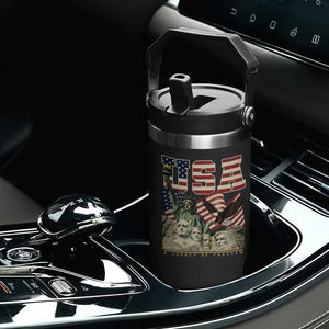 USA Legacy of Freedom Flip Straw Tumbler Patriotic Statue of Liberty Bald Eagle Mount Rushmore Graphic TS02 Print Your Wear